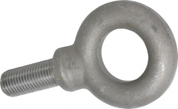 Gibraltar - 15,000 Lb Capacity, Steel, 1-1/4 - 7 Thread, Fixed Lifting Eye Bolt - Fully Threaded, 3" Shank, 3" Thread Length, Shoulder - Americas Industrial Supply