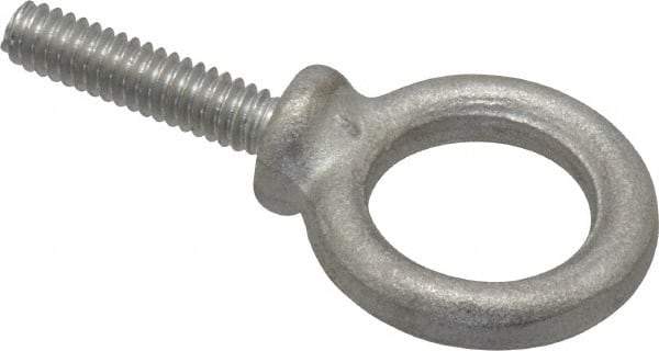 Gibraltar - 460 Lb Capacity, Stainless Steel, 1/4-20 Thread, Fixed Lifting Eye Bolt - Fully Threaded, 1" Shank, 1" Thread Length, Shoulder - Americas Industrial Supply