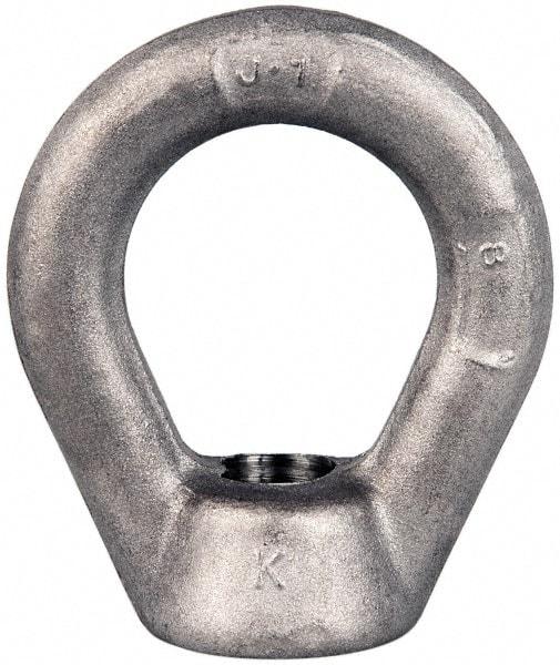 Gibraltar - 5,000 Lb Capacity, 5/8-11 Thread, Stainless Steel Lifting Eye Nut - Grade 304, 3" High, 1-1/2" Inside & 2-1/2" Outside Eye Diam, 1-3/8" Bell/Base Width - Americas Industrial Supply