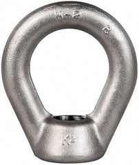 Gibraltar - 5,000 Lb Capacity, 3/4-10 Thread, Stainless Steel Lifting Eye Nut - Grade 304, 3" High, 1-1/2" Inside & 2-1/2" Outside Eye Diam, 1-3/8" Bell/Base Width - Americas Industrial Supply