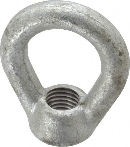 Gibraltar - 5,000 Lb Capacity, 3/4-10 Thread, Galvanized Finsih, Carbon Steel Heavy Duty Lifting Eye Nut - Grade C-1030, 3" High, 1-1/2" Inside & 2-1/2" Outside Eye Diam, 1-3/8" Bell/Base Width - Americas Industrial Supply