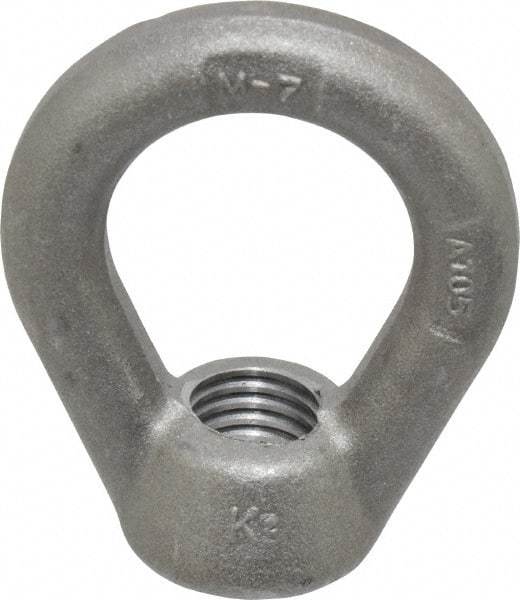 Gibraltar - 5,000 Lb Capacity, 3/4-10 Thread, Self Colored, Carbon Steel Heavy Duty Lifting Eye Nut - Grade C-1030, 3" High, 1-1/2" Inside & 2-1/2" Outside Eye Diam, 1-3/8" Bell/Base Width - Americas Industrial Supply