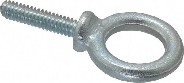 Gibraltar - 480 Lb Capacity, Steel, 1/4-20 Thread, Fixed Lifting Eye Bolt - Fully Threaded, 1" Shank, 1" Thread Length, Shoulder - Americas Industrial Supply