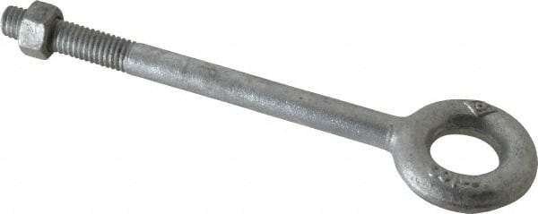 Gibraltar - 1,200 Lb Capacity, Steel, 3/8-16 Thread, Fixed Lifting Eye Bolt - Partially Threaded, 4-1/2" Shank, 1-1/2" Thread Length, No Shoulder - Americas Industrial Supply