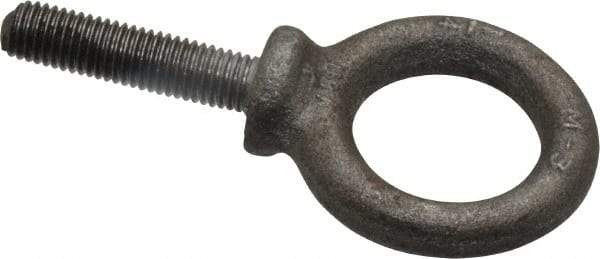 Gibraltar - 500 Lb Capacity, Steel, 1/4-28 Thread, Fixed Lifting Eye Bolt - Fully Threaded, 1" Shank, 1" Thread Length, Shoulder - Americas Industrial Supply