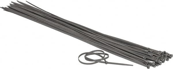 Made in USA - 48-9/16" Long Gray Nylon Standard Cable Tie - 175 Lb Tensile Strength, 2.29mm Thick, 4" Max Bundle Diam - Americas Industrial Supply