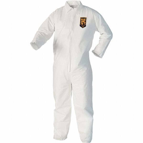 KleenGuard - Size M Film Laminate Chemical Resistant Coveralls - White, Zipper Closure, Open Cuffs, Open Ankles - Americas Industrial Supply