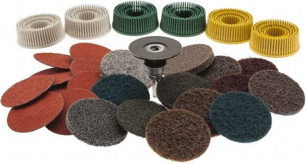 3M - 29 Piece, 2" Diam, Bristle Disc Power Brush Set - Ceramic Aluminum Oxide Abrasive - Americas Industrial Supply