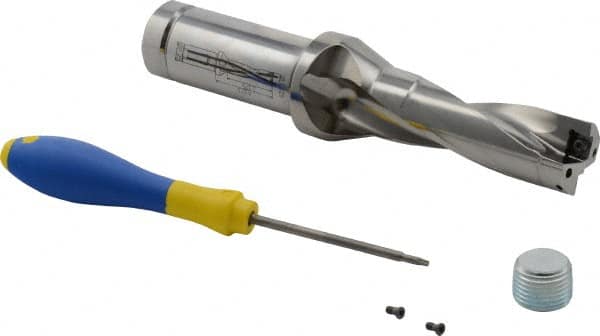 Iscar - 3.38" Max Drill Depth, 3xD, 1-1/8" Diam, Indexable Insert Drill - 1-1/4" Shank Diam, Straight Shank - Americas Industrial Supply