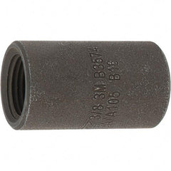 Made in USA - Size 3/8", Class 3,000, Forged Carbon Steel Black Pipe Coupling - 3,000 psi, Threaded End Connection - Americas Industrial Supply