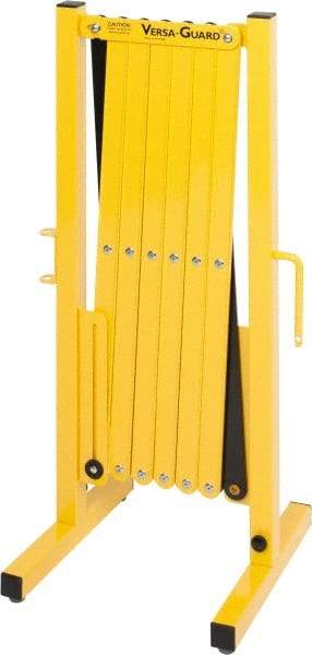Made in USA - 37" High Folding Barricade - Aluminum & Steel Frame, Safety Yellow/Black - Americas Industrial Supply