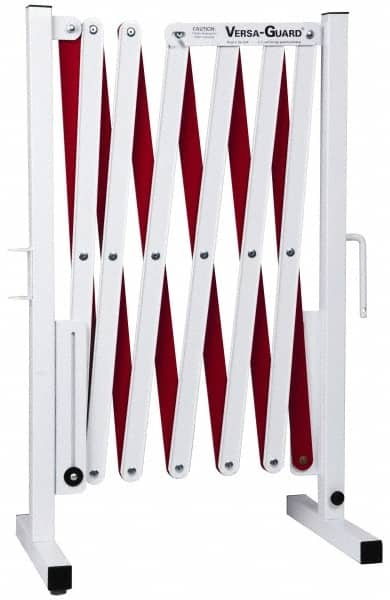 Made in USA - 37" High Folding Barricade - Aluminum & Steel Frame, Red/White - Americas Industrial Supply