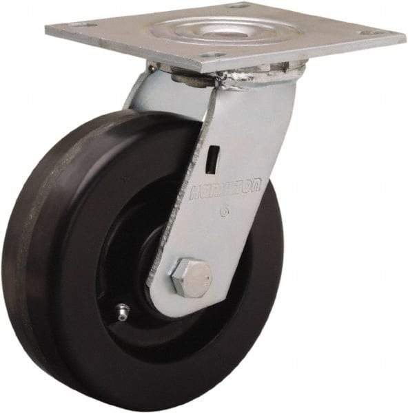 Hamilton - 6" Diam x 2" Wide x 7-1/2" OAH Top Plate Mount Swivel Caster - Phenolic, 900 Lb Capacity, Straight Roller Bearing, 5 x 5-1/2" Plate - Americas Industrial Supply
