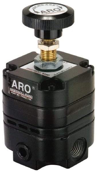 ARO/Ingersoll-Rand - 3/8 NPT Port, 14 CFM, Zinc Precision Constant Bleed Regulator - 2 to 25 psi Range, 150 Max psi Supply Pressure, 1/4" Gauge Port Thread, 2.12" Wide x 4.55" High - Americas Industrial Supply