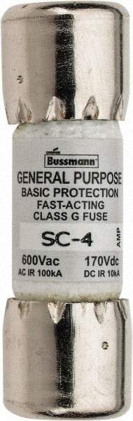 Cooper Bussmann - 170 VDC, 600 VAC, 4 Amp, Time Delay Size Rejecting/NonRejecting Fuse - Fuse Holder Mount, 1-5/16" OAL, 10 at DC, 100 at AC (RMS) kA Rating, 13/32" Diam - Americas Industrial Supply