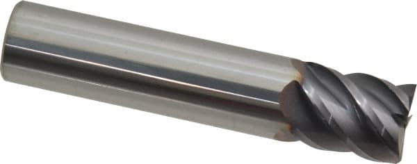 Niagara Cutter - 5/8", 3/4" LOC, 5/8" Shank Diam, 3" OAL, 5 Flute, Solid Carbide Square End Mill - Single End, TiAlN Finish, Spiral Flute, 45° Helix, Centercutting, Right Hand Cut, Right Hand Flute, Series S545 - Americas Industrial Supply
