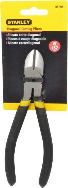 Stanley - 6" OAL, 7/16" Capacity, Cutting Pliers - 55/64" Jaw Length x 51/64" Jaw Width, Round Head, Cushion Grip Handle - Americas Industrial Supply