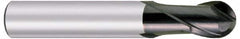OSG - 10mm Diam, 15mm LOC, 2 Flute Solid Carbide Ball End Mill - TiAlN Finish, Single End, 55mm OAL, 10mm Shank Diam, Spiral Flute - Americas Industrial Supply