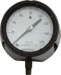 Ashcroft - 4-1/2" Dial, 1/4 Thread, 0-160 Scale Range, Pressure Gauge - Lower Connection, Rear Flange Connection Mount, Accurate to 0.5% of Scale - Americas Industrial Supply