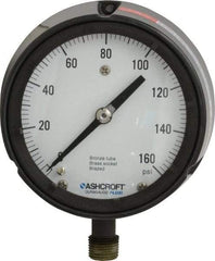 Ashcroft - 4-1/2" Dial, 1/2 Thread, 0-160 Scale Range, Pressure Gauge - Lower Connection, Rear Flange Connection Mount, Accurate to 0.5% of Scale - Americas Industrial Supply