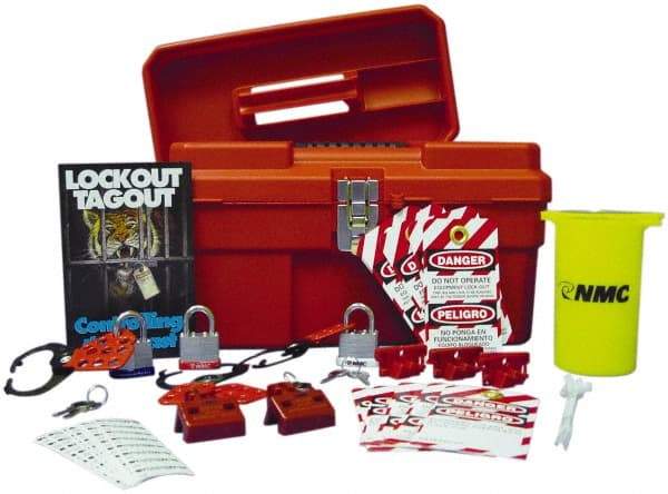 NMC - 40 Piece Electrical Lockout Kit - 3/4 Inch Vertical Shackle Clearance, Comes in Carrying Case - Americas Industrial Supply