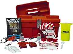 NMC - 40 Piece Electrical Lockout Kit - 3/4 Inch Vertical Shackle Clearance, Comes in Carrying Case - Americas Industrial Supply