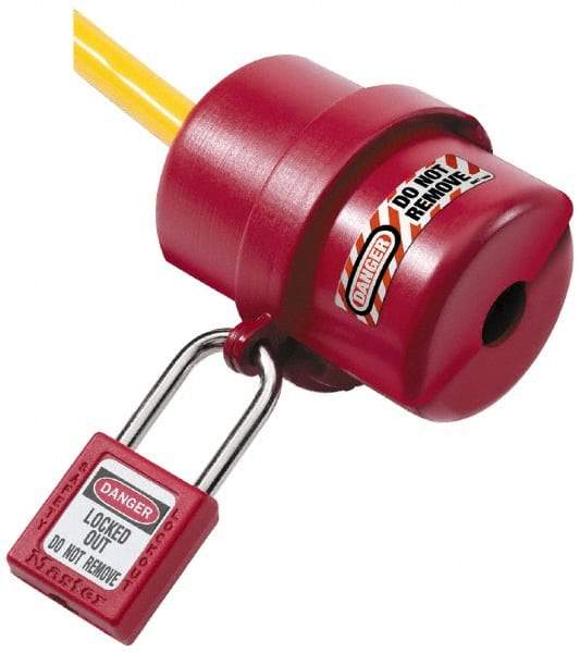 NMC - Plastic Plug Lockout - 2-1/4" Plug Size, 3/4 Max Cord Diam, 3-1/4" Lockout Length, 1 Padlock - Americas Industrial Supply