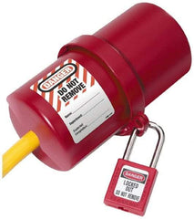 NMC - Plastic Plug Lockout - 3" Plug Size, 3/4 Max Cord Diam, 6" Lockout Length, 1 Padlock - Americas Industrial Supply