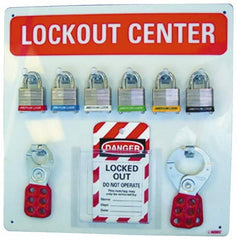 NMC - 1 Piece, Empty Plexiglass Lockout Cabinet - 14 Inch Wide x 14 Inch High, Red and White - Americas Industrial Supply