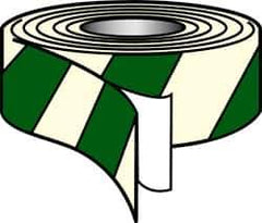 NMC - Glow & Green Striped Vinyl Tape - 2" Wide x 30' Long x 0.002" Thick, General Traffic - Americas Industrial Supply