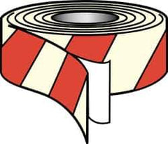 NMC - Glow & Red Striped Vinyl Tape - 2" Wide x 30' Long x 0.002" Thick, General Traffic - Americas Industrial Supply