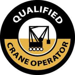 NMC - Qualified Crane Operator, Hard Hat Label - Black & Yellow on White, 2" Thick, For Accident Prevention - Americas Industrial Supply