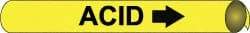 NMC - Pipe Marker with Acid Legend and Arrow Graphic - 6 to 8" Pipe Outside Diam, Black on Yellow - Americas Industrial Supply