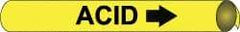 NMC - Pipe Marker with Acid Legend and Arrow Graphic - 3-3/8 to 4-1/2" Pipe Outside Diam, Black on Yellow - Americas Industrial Supply