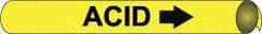NMC - Pipe Marker with Acid Legend and Arrow Graphic - 4-5/8 to 5-7/8" Pipe Outside Diam, Black on Yellow - Americas Industrial Supply