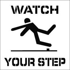 NMC - Watch Your Step Stencil - 0.06 Inch Thick, Polyethylene, English - Americas Industrial Supply