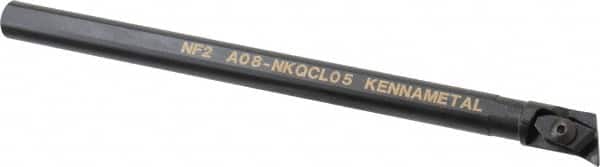 Kennametal - NP.., 17.5° Lead Angle A-NKQC Internal Left Hand Indexable Profiling Toolholder - 1/2" Shank Width, 8" Long, Steel, Through Coolant - Americas Industrial Supply