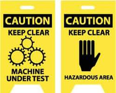 NMC - Caution - Keep Clear - Machine Under Test, Caution - Keep Clear - Hazardous Area, 12" Wide x 20" High, Plastic Floor Sign - A-Frame, Black on Yellow, For Accident Prevention - Americas Industrial Supply