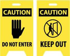 NMC - Caution - Do Not Enter, Caution - Keep Out, 12" Wide x 20" High, Plastic Floor Sign - A-Frame, Black on Yellow, For Security & Admittance - Americas Industrial Supply