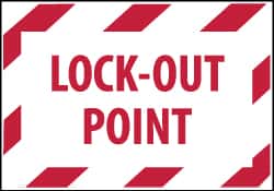 NMC - Accident Prevention Label - Legend: Lock-Out Point, English, Red on White, 5" Long x 3" High, Sign Muscle Finish - Americas Industrial Supply
