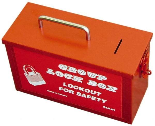 NMC - 4-1/4" Deep x 10-1/4" Wide x 6" High, Portable Group Lockout Box - Red, 1 Padlock - Americas Industrial Supply