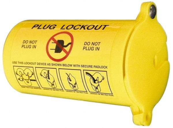 NMC - Plastic Plug Lockout - 3" Plug Size, 1-1/4 Max Cord Diam, 5-1/2" Lockout Length, 1 Padlock - Americas Industrial Supply