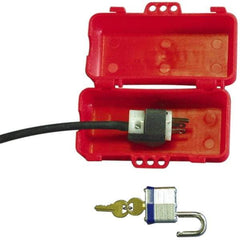 NMC - Plastic Plug Lockout - 220/550 Volt, 3" Plug Size, 1 Max Cord Diam, 6-3/4" Lockout Length, 1 Padlock - Americas Industrial Supply