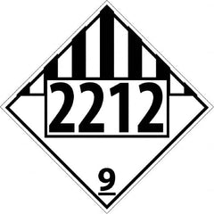 NMC - DOT - Shipping & Vehicle - 2212, 10-3/4" Wide x 10-3/4" High, Rigid Plastic Placard - Black on White, UV Resistant, Chemical Resistant, Graffiti Proof - Americas Industrial Supply