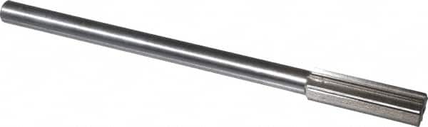 Interstate - 0.599" High Speed Steel 6 Flute Chucking Reamer - Straight Flute, 7/16" Straight Shank, 2" Flute Length, 8" OAL - Americas Industrial Supply