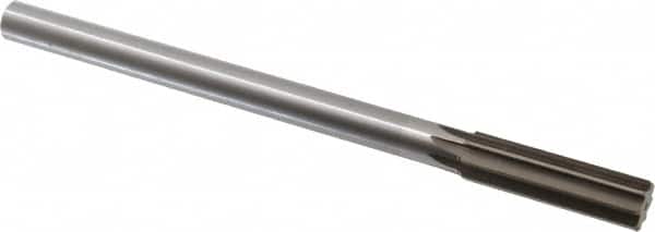 Interstate - 0.67" High Speed Steel 6 Flute Chucking Reamer - Straight Flute, 9/16" Straight Shank, 2-1/4" Flute Length, 9" OAL - Americas Industrial Supply