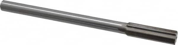 Interstate - 0.696" High Speed Steel 6 Flute Chucking Reamer - Straight Flute, 9/16" Straight Shank, 2-1/4" Flute Length, 9" OAL - Americas Industrial Supply