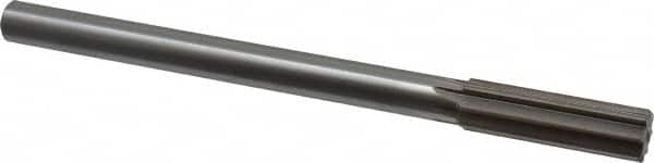 Interstate - 0.743" High Speed Steel 6 Flute Chucking Reamer - Straight Flute, 5/8" Straight Shank, 2-1/2" Flute Length, 9-1/2" OAL - Americas Industrial Supply