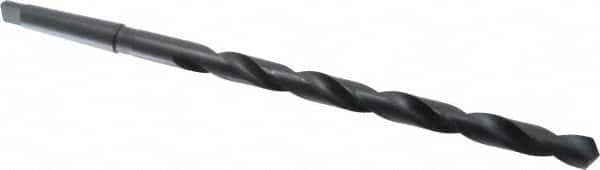 Interstate - 57/64", 3MT 118° Point High Speed Steel Taper Shank Drill Bit - Oxide Finish, 12" Flute Length, 18" OAL, Spiral Flute, Series 502 - Americas Industrial Supply