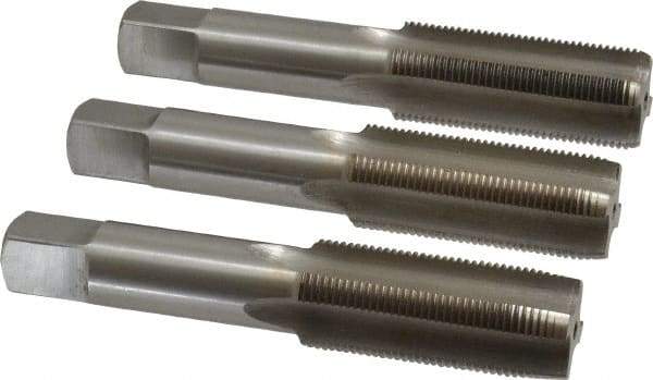 Interstate - M22x1.50 Metric Fine, 4 Flute, Bottoming, Plug & Taper, Bright Finish, High Speed Steel Tap Set - Right Hand Cut, 4-11/16" OAL, 2-7/32" Thread Length - Americas Industrial Supply